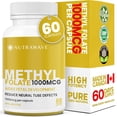 thumbnail image 1 of Nutrawave Methylfolate 1000 mcg (5-MTHF) – Active Vitamin B9 for Heart, Brain & Prenatal Support, 60 Vegan Capsules, Non-GMO, Gluten-Free, Made in Canada, 1 of 12