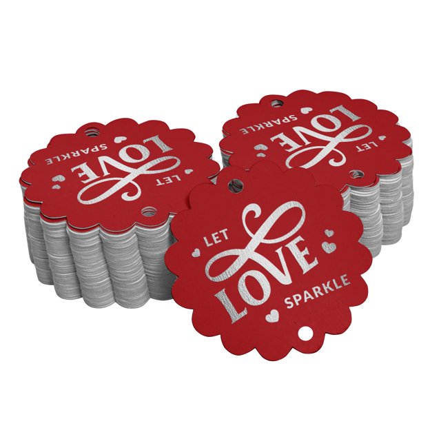 Inkdotpot Pack Of 50 Let Love Sparkle Wedding Favor Paper Tags Craft Real Silver Foil Hang Tags
