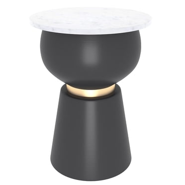 Modern Marble & Metal Accent Table - Black & White & Brushed Gold