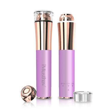 iMusthav Portable Flawless Facial Hair Remover Trimmer Epilator, Painless Electric Razor For Face, Lips and Chin. 18K Gold-Plated With 360° LED Light.