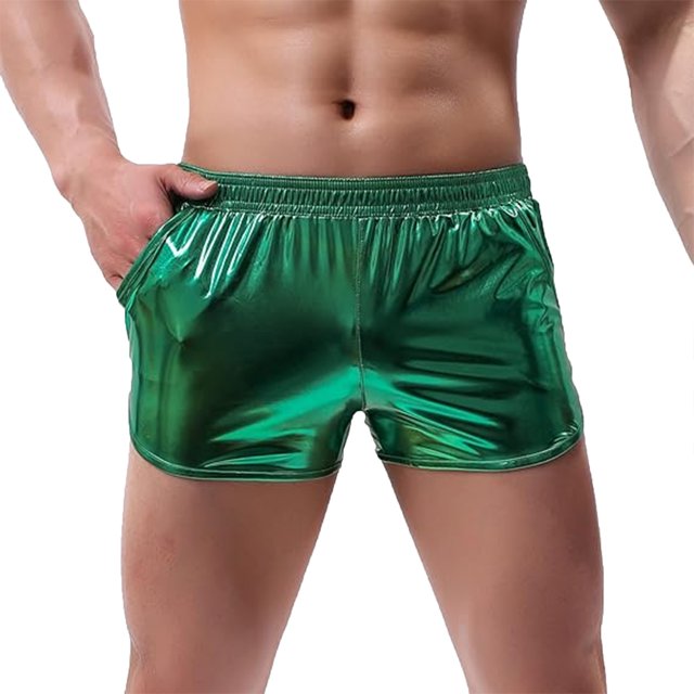 YUGYXL Mens Cotton Shorts Fashion Shiny Sparkly Rave Outfit Party Shorts with Pockets Green L