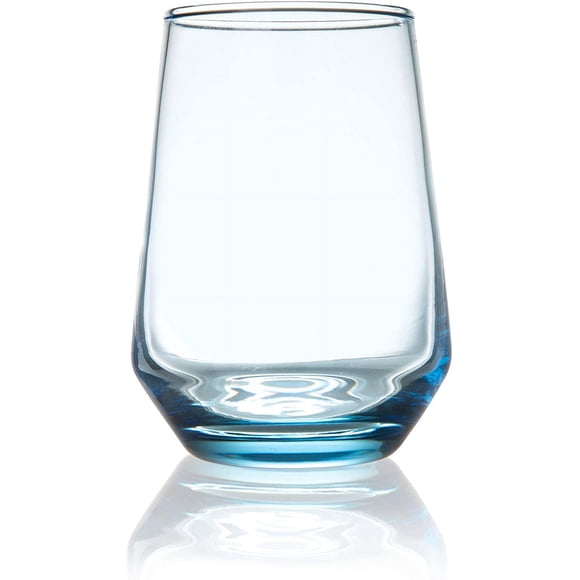 Ensemble de 6 Verres à Boisson Bleu Azur / Gobelets en Verre Lourds pour Eau, Vin, Whisky / Tasses de 13 Onces
