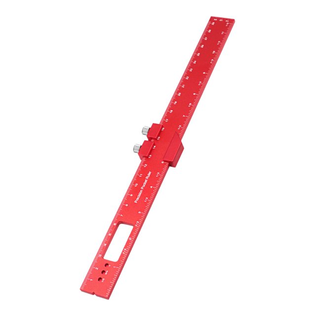 Aluminum Pocket Ruler Scribing Ruler Hole Punching Ruler Sliding Stop Durable Accurate Scale CNC Processes Ruler 30cm