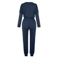 thumbnail image 5 of Mrat Womens 2 Piece Outfits 2 Piece Jogging Sets Solid Polyester Long Sleeve Sweatsuits Sets Two Piece Track Suits Drawstring High Waist Pants Set Comfy Outfits E-Navy 3XL, 5 of 5