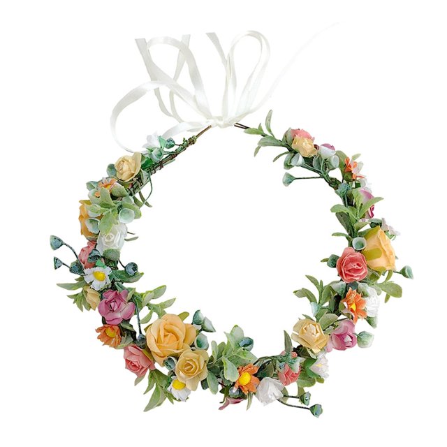 Fleur Tête Couronne Cheveux Guirlande Bande de Cheveux Réglable Bandeau de Fleur pour Fête de Mariage