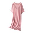 thumbnail image 1 of Timegard Womens Sleepwear Round Neck Ruffle Short Sleeve Solid Color Homewear Casual Loose Comfy Pjs Dress, 1 of 4