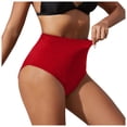 thumbnail image 1 of GDREDA Women's High Waisted Swimsuit Bottoms Full Coverage Basic Bikini Bottom Bathing Suit Red,S, 1 of 3