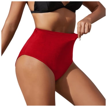 HAJGJP Pantalon de Bain Taille Haute pour Femme Noir Rétro Bas de Bikini Couvrance Totale Maillot de Bain pour la Natation et la Plage