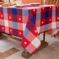 thumbnail image 1 of 4th of July Tablecloth Red Blue Checkered 60" X 102" Rectangle Table Cloth - Oblong Polyester Patriotic Gingham Plaid Star Table Cover Reusable Water Resistant Independence Day Table Décor, 1 of 6