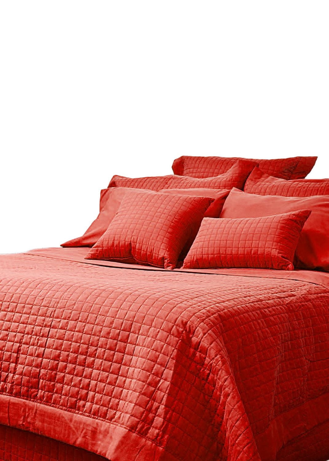 Gouchee Home Grid Quilted Duvet Cover Set – Double/Full Red, Soft Brushed Microfiber Bedding Set with Square Stitch Design, Lightweight All-Season Duvet Cover with Matching Pillow Shams