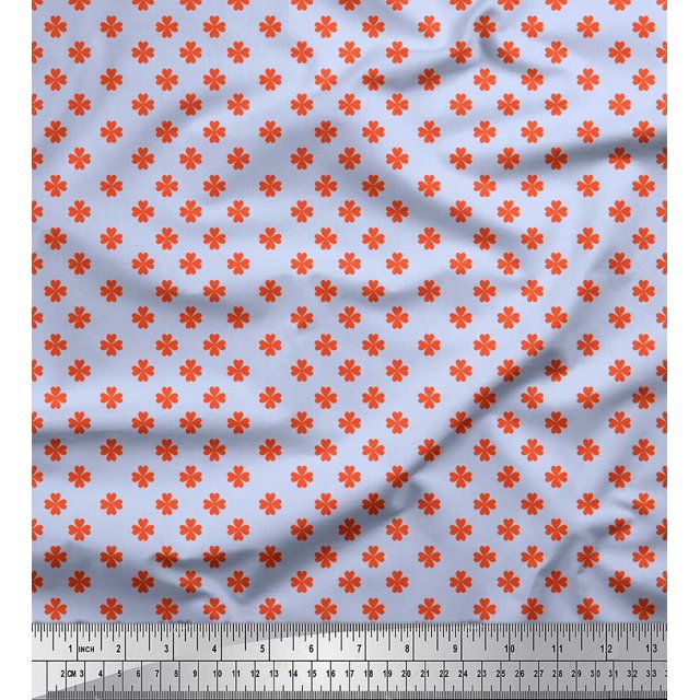 Soimoi Georgette Viscose Fabric Clover Leaves Print Sewing Fabric Yard 42 Inch Wide