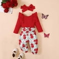 thumbnail image 4 of Yuyuzo Baby Girl Clothes Infant Newborn Ruffle Outfit 2 Piece Fall Winter Spring Ribbed Knit Tops Pants Set Cute Headband, 4 of 6