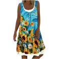 thumbnail image 2 of HKEJIAOI Liquidation des Ventes Robe Fleurie pour Femmes Robe d'Anniversaire pour Femme Col Rond Imprimé Ample Décontractée Mode Faux Deux-Pièces Sans Manches Robe Jaune, 2 of 7