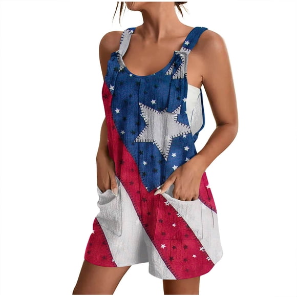 IROINID Womens Lightweight Short Rompers,Womens Summer Comfortable Casual Suspender Printing Shorts Pocket Jumpsuit Shorts Multicolor XXL