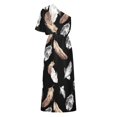 thumbnail image 5 of Robes à une Épaule pour Femmes Manches Mi-Longues Mode Imprimé Bohème Robe Maxi Ample Fluide Fendue Aguichant Robe de Plage, 5 of 5