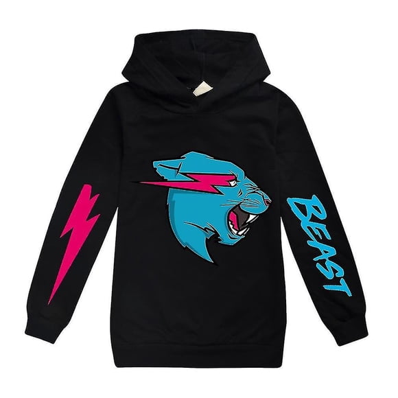 Mr Beast Lightning Cat Kids Hoodie, Unisex Hooded Sweatshirts For 9-14y, Long Sleeve Pullover For Bo