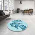 thumbnail image 4 of Ahgly Company Tapis d'Intérieur Lavable à la Machine, Carré, Transitionnel, Bleu Électrique, Tapis de Zone, 8 Pieds Carré, 4 of 7