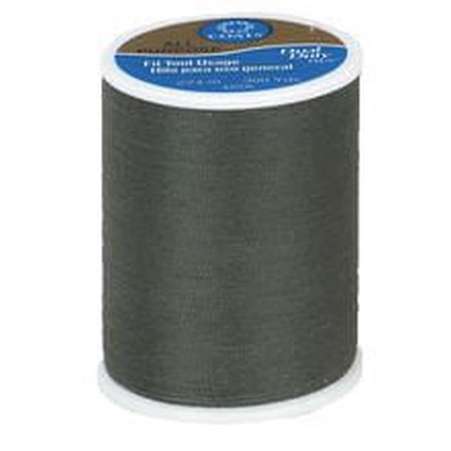 Coats & Clark™ All Purpose 100% Polyester Thread spool in dark grey, 300 yards (274 meters), medium-weight core-spun polyester suitable for machine or hand sewing on light to medium fabrics including cotton, denim, and jersey, also ideal for crafts and quilting.
