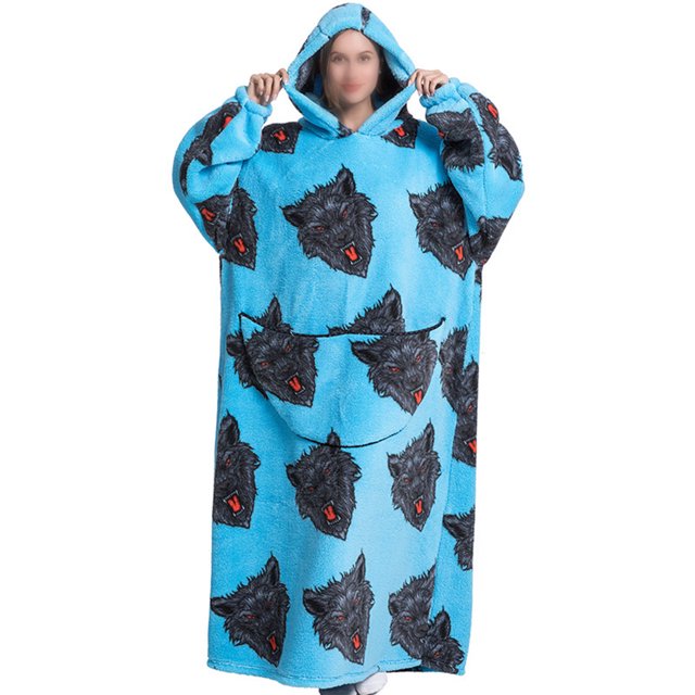 LUXUR Chemises de Nuit à Capuche pour Femmes, Robe de Nuit, Robe de Sommeil, Imprimé Loup