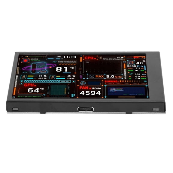 PC Sensor Panel Display, IPS Mini Display Eye Protection Dual USB Port Computer Temp Monitor 360 Degrees Rotation  For Gaming