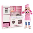 thumbnail image 1 of Gymax Kids Kitchen Playset Wooden Toy with Adjustable LED Lights & Washing Machine, 1 of 10
