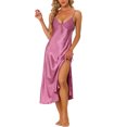 thumbnail image 1 of INSPIRE CHIC Nuisettes en Satin pour Femmes Col en V Douce Chemise de Nuit Robe de Pyjama Détente Longue Robe de Nuit P Violet, 1 of 6