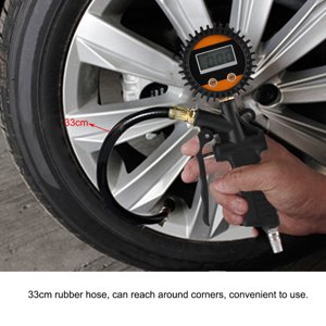 Loewten Tire Pressure , Tire Inflator Gauge Universal With 33cm/13.0in Hose For Car Motorcycle