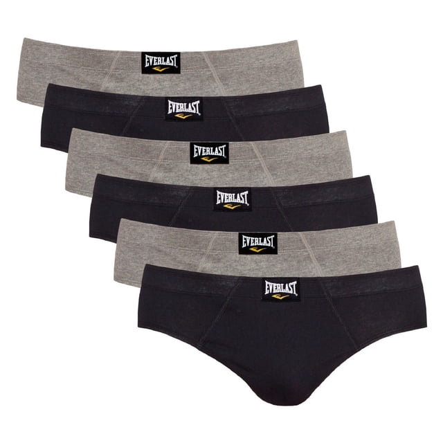 Everlast Caleçons pour Hommes, Lot de 6, en Noir et Gris Chiné, Faits de Coton 100 % Respirant avec un design Sans Étiquette et le logo Everlast sur la Taille avant, Conçus pour le Confort Quotidien et Convenant aux Vêtements Actifs.