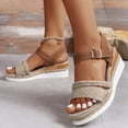 thumbnail image 3 of IUJSOY Womens Platform Wedge Sandals Open Toe Braided Espadrilles Buckle Ankle Strap Summer Shoes, 3 of 9