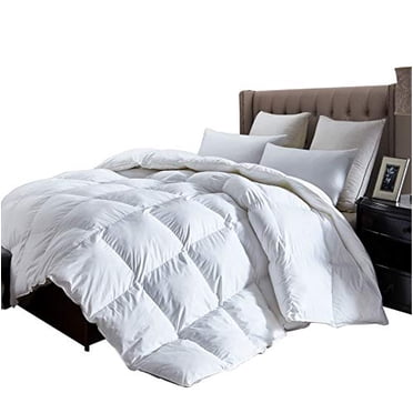 Luxurious King Size Lightweight Goose Down Comforter Duvet Insert All Season, 1200 Thread Count 100% Egyptian Cotton, 750+ Fil
