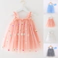thumbnail image 1 of JDQJBZ Robe Sans Manches pour Filles, Tutu en Maille à Fleurs Brodées, Tenue de Fête pour 1 à 7 Ans, 1 of 5