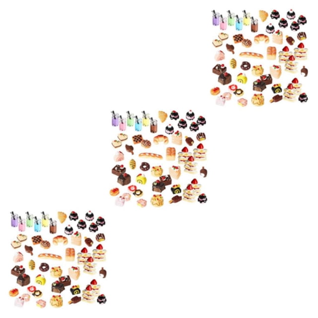 VONKY Realistic Miniature Food Collection Safe And Durable Kitchen Accessory For Food Enthusiasts Resin Food Drink SafeDurable 3Set