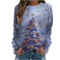 thumbnail image 1 of UPPADA Chandails de Noël pour Femmes, Imprimé d'Arbre de Noël, Chandail à Manches Longues, Hauts à Enfiler, Automne, Chandail Confortable, Col Rond de Noël, Offres de Chandails, 1 of 4
