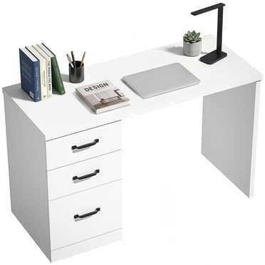HOMCOM Computer Desk with 3 Drawers, 47" Home Office Desk, White