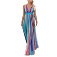 thumbnail image 2 of TIMIFIS Robe d'Été Décontractée Ample pour Femme Longue Robe Sans Manches Fendue Robes Maxi Robes d'Invitée de Mariage Robe d'Été à Fleurs Robes de Plage Décontractées Robe T-Shirt Décontractée Été, 2 of 6