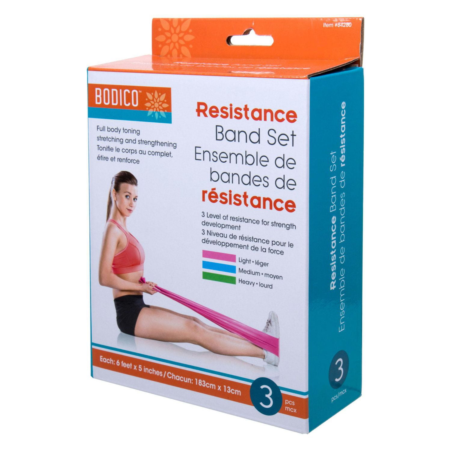 Ensemble de fitness, Tapis de yoga antidérapant et bandes de résistance pour exercice de Bodico, bleu