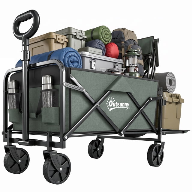 Outsunny Chariot Pliable, Capacité de 72 L et 198 Lb pour Jardin, Vert