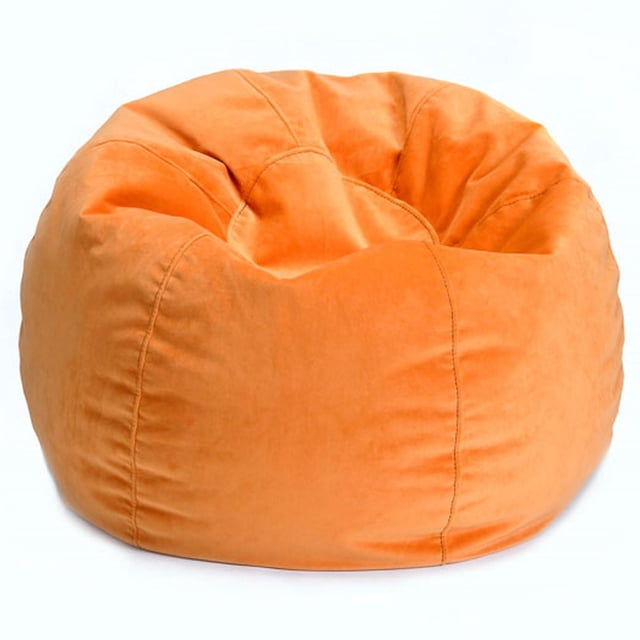 ComfyKids® Bean Bag Chair for Teens in bright orange with soft fabric and reinforced stitched seams, extra large size ideal for kids' rooms and game areas, lightweight and easy to move, suitable for lounging, reading, or gaming.