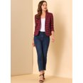 thumbnail image 3 of INSPIRE CHIC Women's Notched Lapel Long Sleeves Button Striped Blazer S Red Blue, 3 of 6