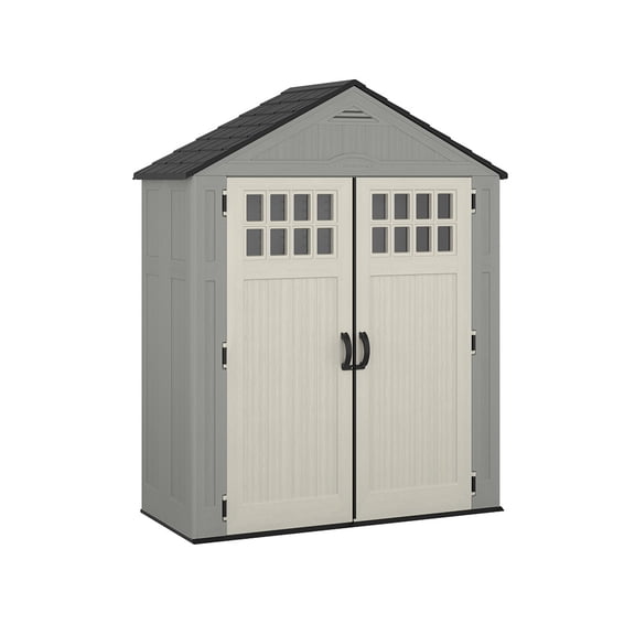 Abri de rangement Suncast Everett – Résine avec renforts métalliques, 17 sq ft, pour usage extérieur