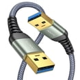 thumbnail image 2 of Câble USB vers USB, Câble USB 3.0 A vers Mâle vers Mâle [Ne Se Rupture Jamais] Cordon Type A à Double Extrémité Compatible avec Boîtiers de Disque Dur, KVM, Lecteur DVD, Téléviseur, Refroidisseur pour Portable, 6,6 Pi/gris, 1, 2 of 10