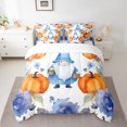 thumbnail image 2 of Ensemble de couette scandinave YST Gnome 7 pièces, fleurs d'encre bleue de citrouille de Thanksgiving, reine, 2 of 5