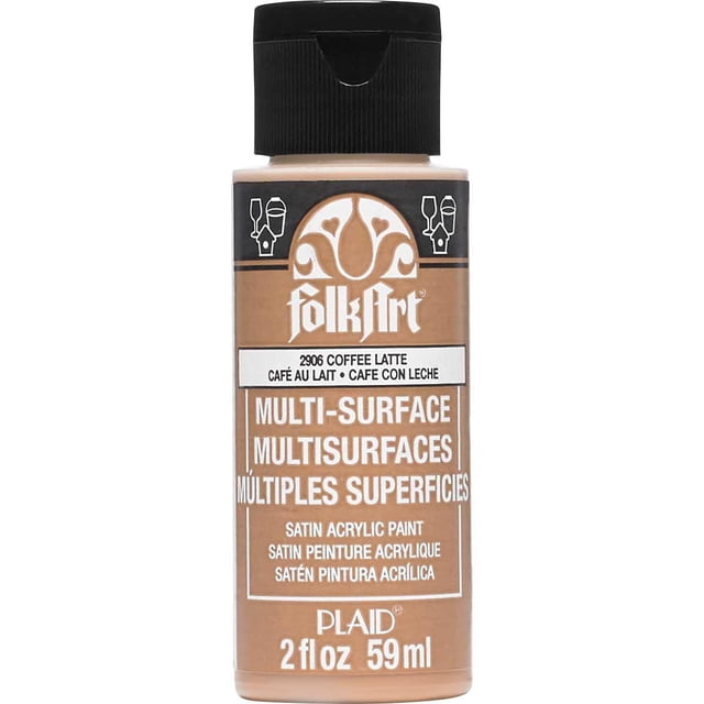 FolkArt Multi-Surface Satin Acrylic Paint, 2 fl. oz., Coffee Latte