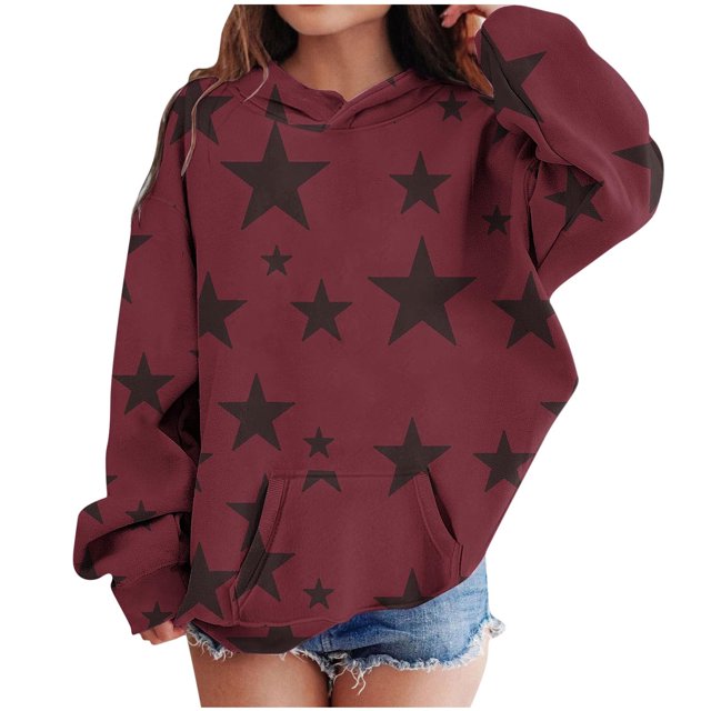 RXIRUCGD Sweat à Capuche Imprimé à Manches Longues pour Enfants, Col Rond, Adapté aux Garçons et Filles Âgés (Vin, Taille : 4-5 Ans)