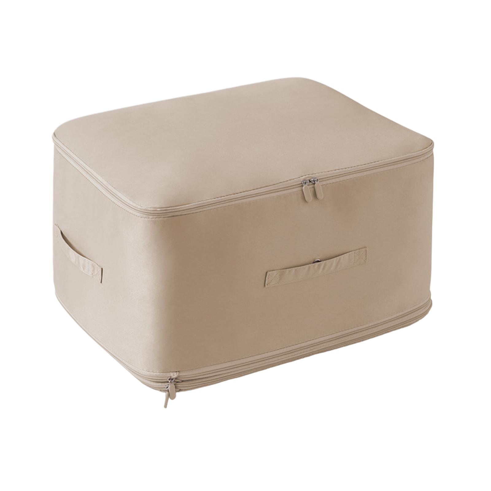 Shangren Self Compression Organizer Bag Quilt Storage Bag for Toys Bedding Comforters Beige