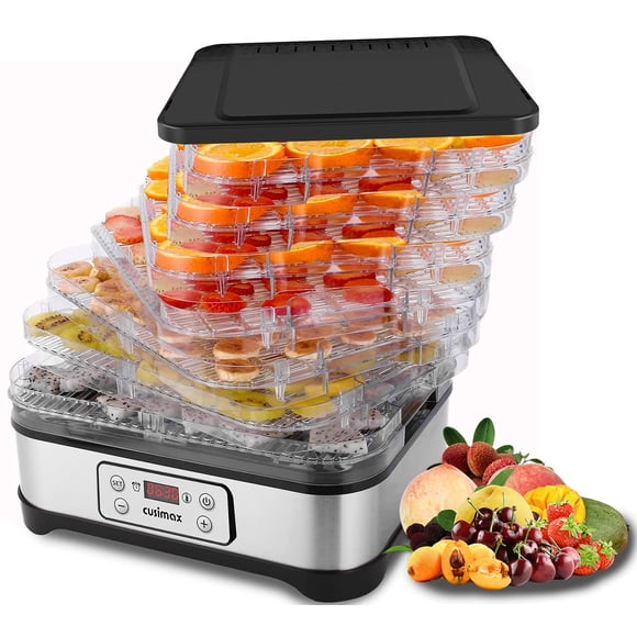 CUSIMAX Déshydrateur Alimentaire - Minuterie Numérique, Contrôle de la Température, 5 Plateaux Sans BPA, Protection contre la Surchauffe pour Jerky, Fruits et Plus