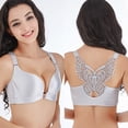 thumbnail image 4 of Women's Solid Bra Wire Free Underwear Front Closure Butterfly Backless Bra, 4 of 5