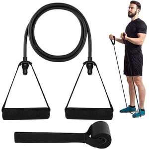 Single Resistance Bands with Handles - Exercise Bands Workout Bands Weight Bands for Physical Therapy, Resistance Training, Home Workouts, Door Anchor and Workout Guide Included