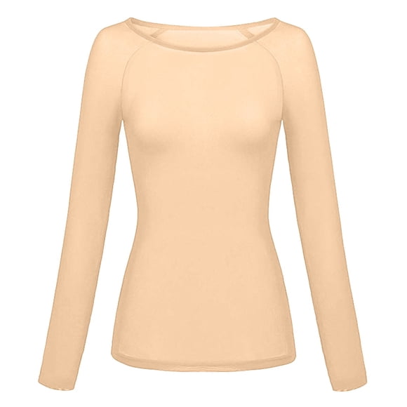 2025 Femmes Uni Transparent Femmes Manches Longues Hauts d'Été Manches Longues Sans Coutures Robe à Boutons au Bras Femmes Haut Gainant Chemise en Maille Chemise Nohow
