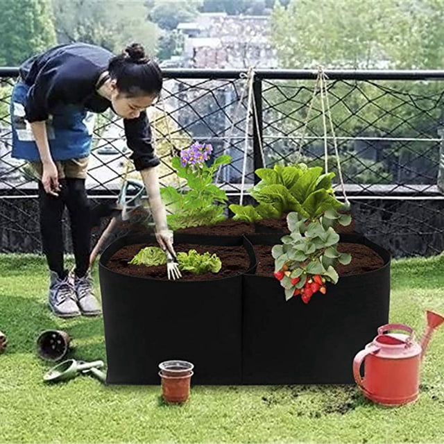 LSLJS Fabric Raised Garden Bed Rectangle Breathable Planting Container Growth Bag, Grow Bag
